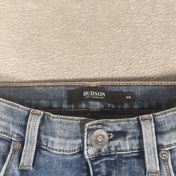 Hudson Nico Skinny Jeans Womens 26 Blue Distressed Raw Hem Stretch‎ Denim Ankle - Picture 4 of 10